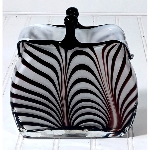 Rare Murano Optical Illusion MCM Vtg Handbag Purse Art Glass Vase Planter 1960s - Picture 3 of 10